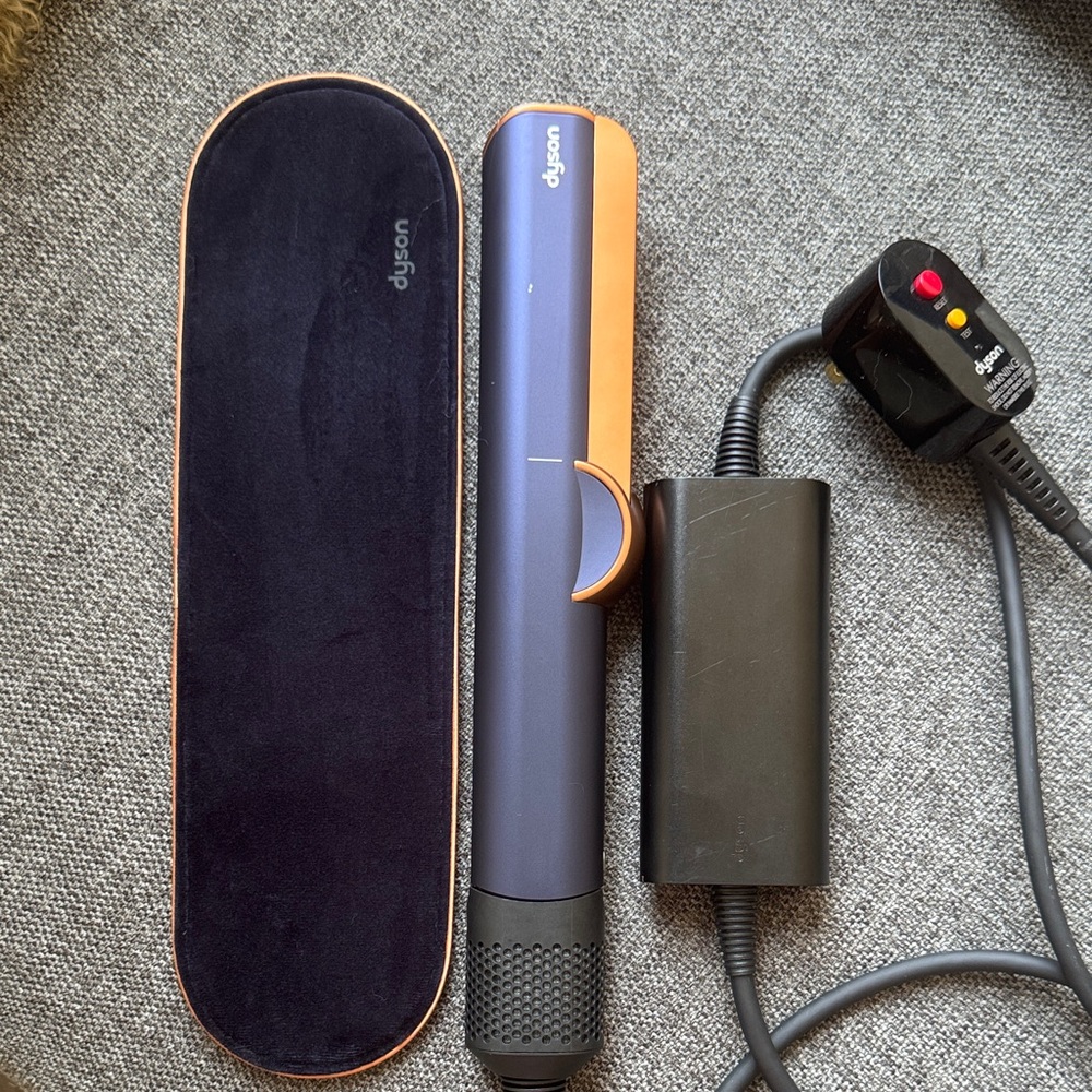 Authentic Dyson hair styler in Prussian blue with  rich copper trim